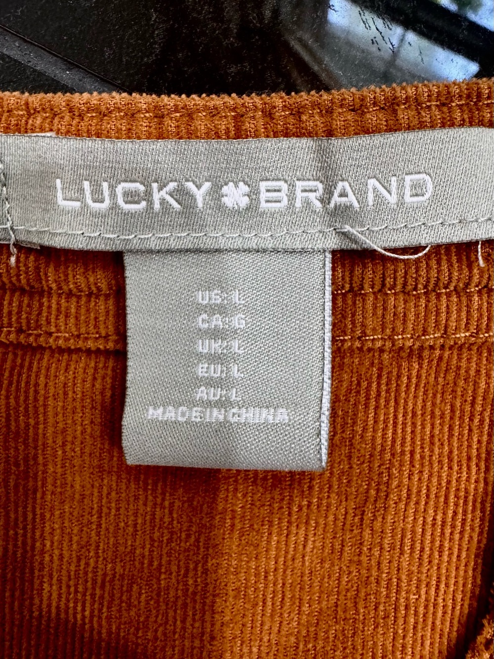 Lucky Brand Corduroy Tiered Dress L Rust Burnt Orange Fall Boho - Picture 6 of 9